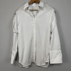 Helmut Lang Shirt‎ Womens Medium White Italian Poplin D-Ring Strap K06HW510